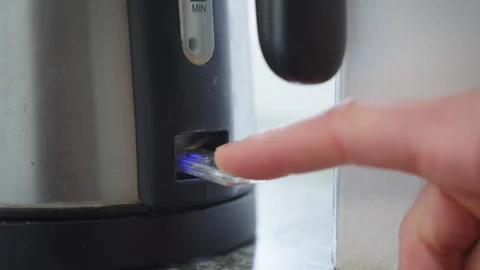 Turning On Electric Kettle in Scandinavian Kitchen Stock Footage 328014803