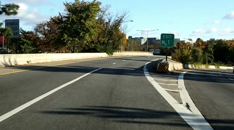 Turning onto Exit While Driving on Washington, DC Highway Stock Footage 51467965
