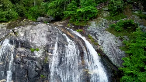 Turning from falls to mountain valley Stock Footage 158326631