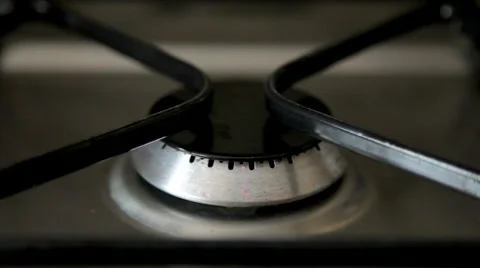 Turning on Fire in Gas Stove Stock Footage 45606786