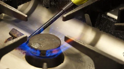 Turning on fire in the stove Stock Footage 44794228