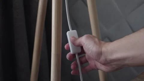 Turning On Floor Lamp Switch in Cozy Home Interior Vídeo Stock 329665585