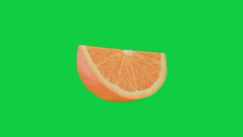 Turning of Fresh Slice cut Orange Fruit isolate on green screen. Fruit food loop Stock Footage 339751545