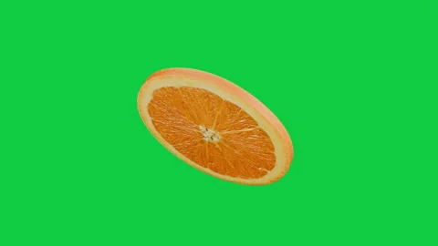 Turning of Fresh Slice cut Orange Fruit isolate on green screen. Fruit food loop Stock Footage 339751594