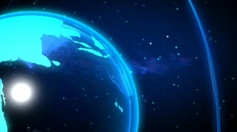 TURNING GLOBE AND LUMINOUS RAY Stock Footage 831984