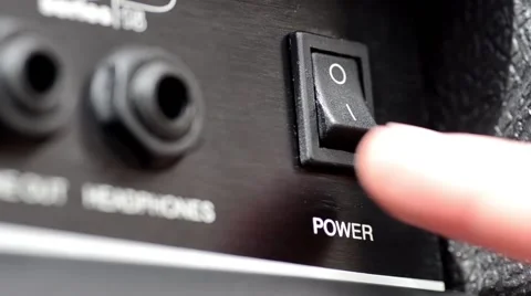 Turning a Guitar Amp On &amp; Off Video stock 49601090