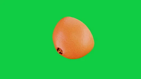 Turning of Haft Fresh Orange Fruit isolate on green screen. Fruit food loop  Stock Footage 339751550