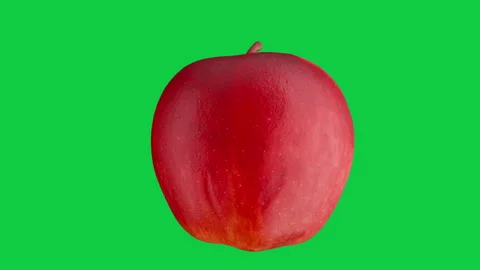 Turning Juicy Red Apple Template Isolated on Green Screen for Commercials Stock Footage 339818397
