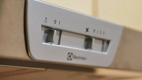Turning kitchen hood on and off Stock Footage 85402792