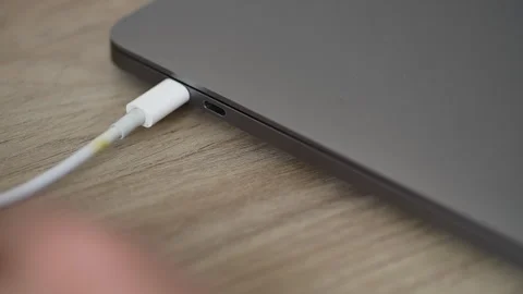 Turning on the laptop. Video stock 345987678