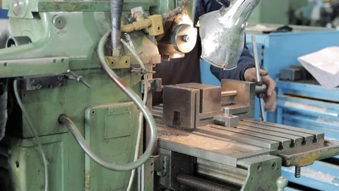 Turning lathe in action Stock Footage 111368331