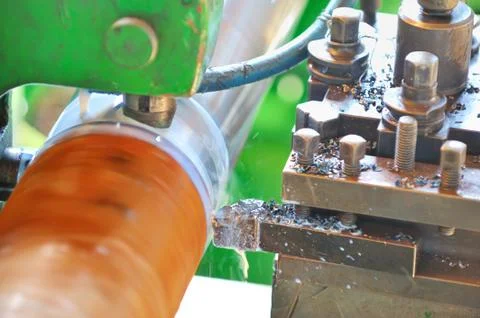 Turning lathe in action Stock Photos