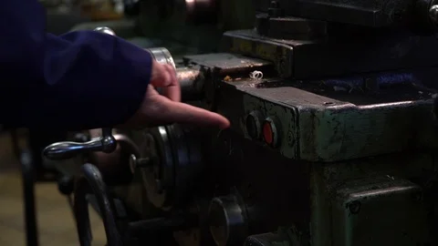 Turning the lathe on and off Stock Footage 95032640