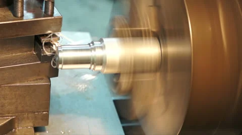 Turning lathe , turning out side aluminum. Stock Footage 24860493