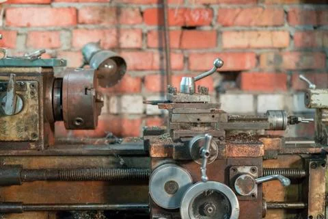 Turning lathe in the workshop Stock Photos