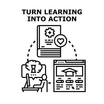 Turning learning knowledge into practical action steps Stock Illustration