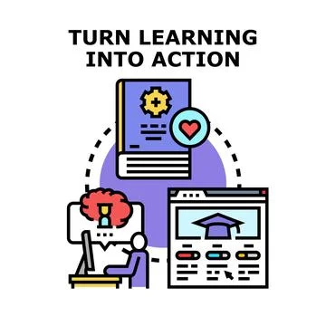 Turning learning knowledge into practical action steps Stock Illustration