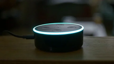 Turning Off Light with Amazon Echo Voice Control 스톡 동영상 71653352