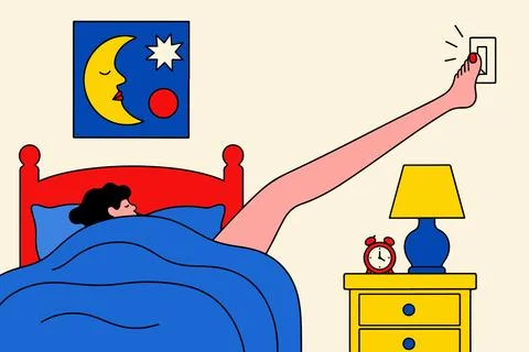 Turning off the light with foot Stock Illustration