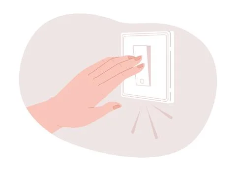Turning off light switch to reduce electricity consumption vector illustration Stock Illustration
