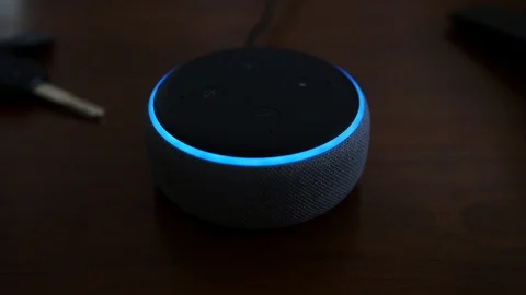 Turning Off Light with Voice Command and Smart Speaker Device Vidéo 99734628