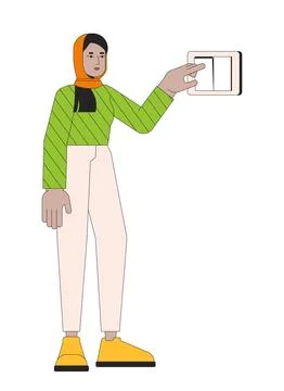 Turning off light with wall switch line cartoon flat illustration Stock Illustration