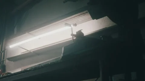 Turning on the lights in the factory Stock Footage 257470699