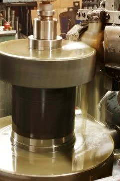 Turning machine cylinder processing Stock Photos