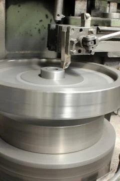 Turning machine cylinder processing Stock Photos