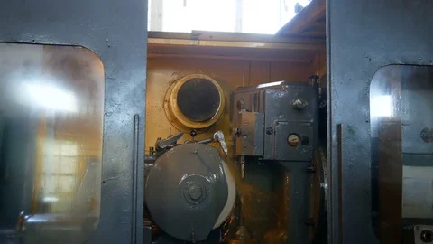 Turning machine making grinding of of teeth Stock Footage 80157273