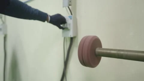 Turning on the machine rotater Stock Footage 322114967