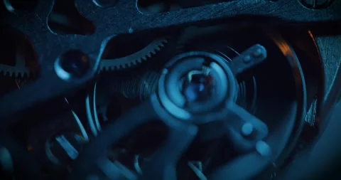 Turning metal gears and cogs inside a clock Stock-Footage 337170397