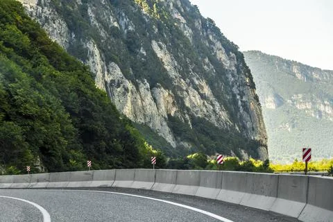 Turning the mountain road Stock Photos