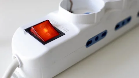 Turning off a multiple outlet from a red button 스톡 동영상 169523533