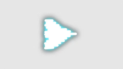 Turning a neon Play button into an airplane with a flyover. Stock Footage 207449199