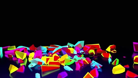 Turning NFT from multi-colored shards Stock Footage 197453112