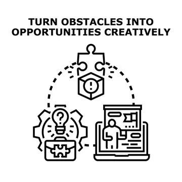 Turning obstacles into opportunities through creative strategic problem solvi Stock Illustration