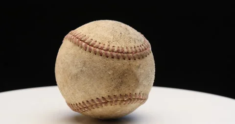 Turning old baseball on Turn table Stock Footage 162593835