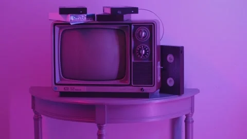 Turning On an Old TV Stock Footage 171298435