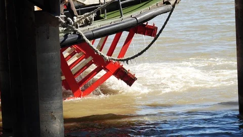 Turning paddle wheel on the back of a steamer Stock Footage 86490183