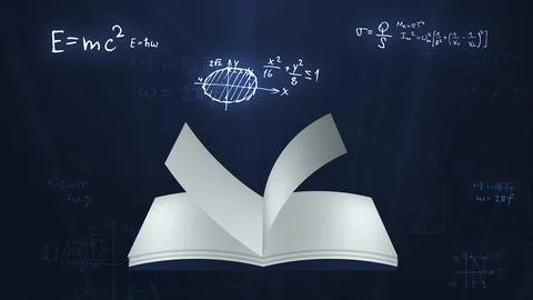 Turning the pages of a math book Stock Illustration