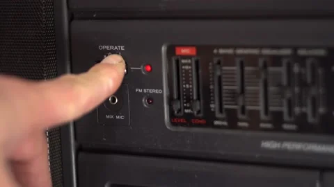 Turning on the power button on the tape recorder 4K Stock-Footage 168892886