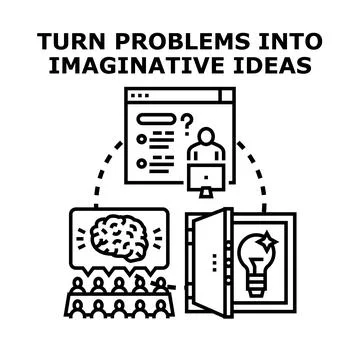 Turning problems into imaginative ideas for business solution Stock Illustration