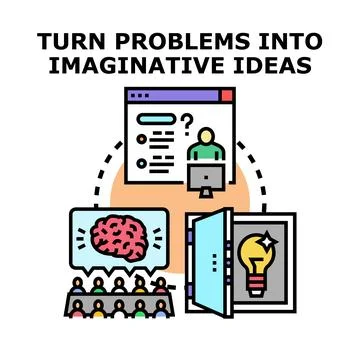 Turning problems into imaginative ideas for business solution Stock Illustration