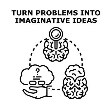 Turning problems into imaginative new ideas concept Stock Illustration