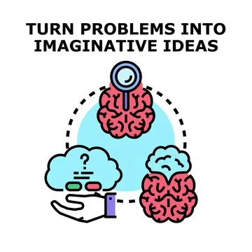 Turning problems into imaginative new ideas concept Stock Illustration