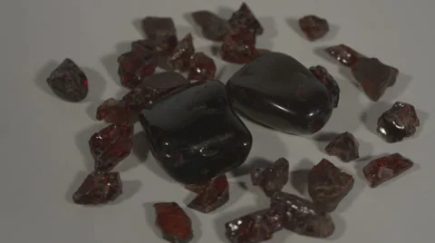 Turning Pyrope / Garnet- half-precious stones Stock Footage 37936866