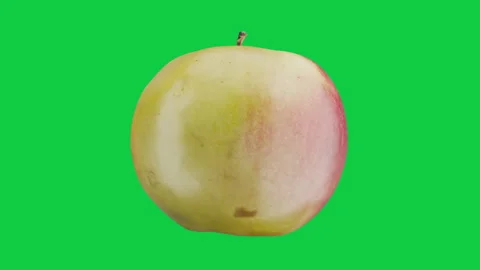 Turning Realistic Red Apple with Shadow and Highlight on Green Screen,  Stock Footage 339818411