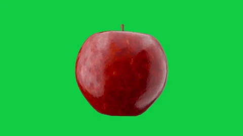 Turning Red Apple Isolated on Green Screen Background, Fruit Loop 3D Animation Stock Footage 339534319