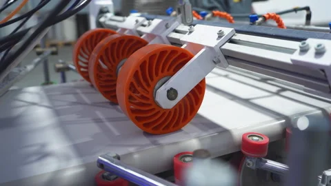 Turning rollers smooth white foil laminating plastic windowsill Stock-Footage 304428615